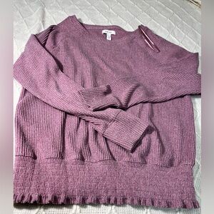 Nine West Dusty Pink Ribbed Crew Neck Sweater